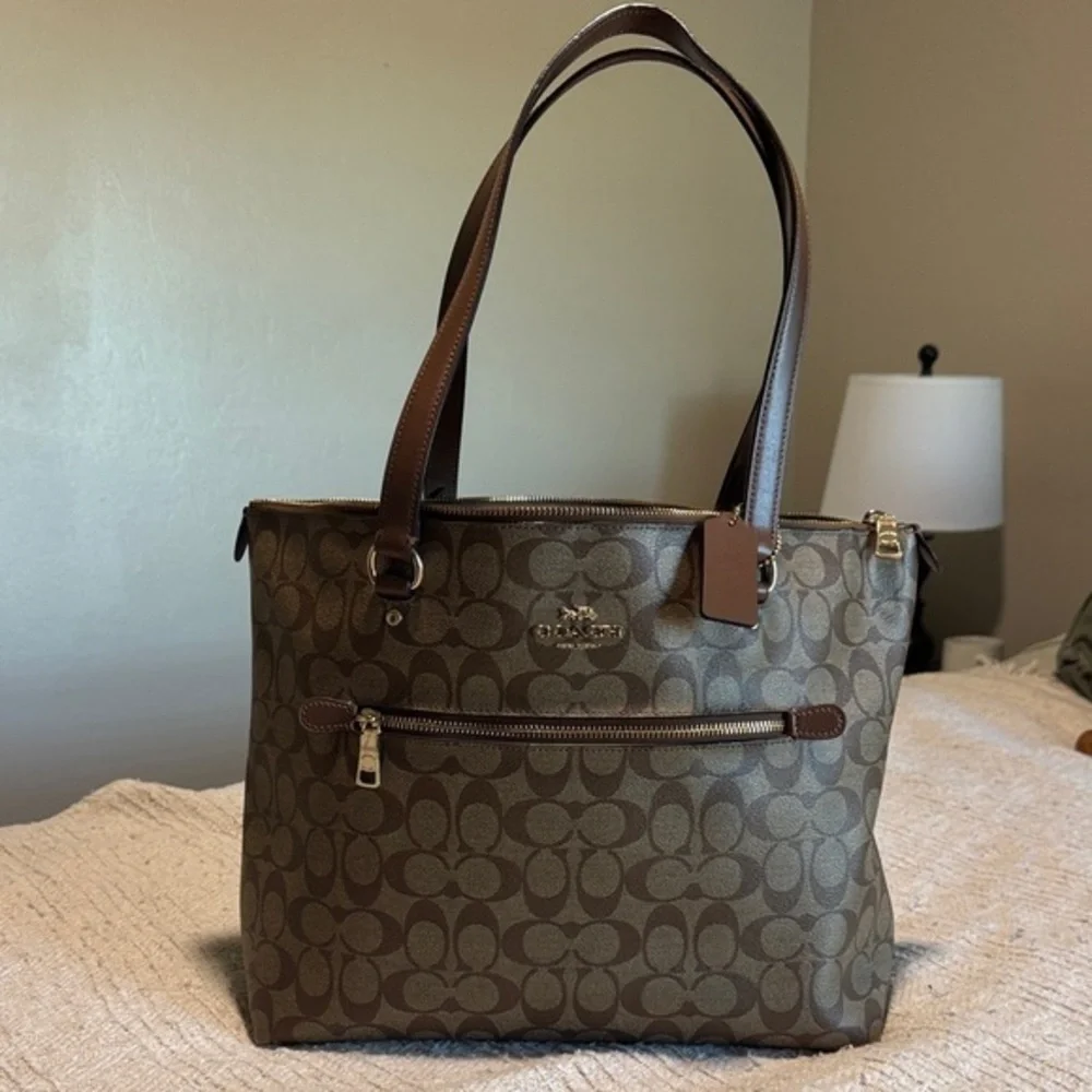 Coach Tan and Brown Signature Tote